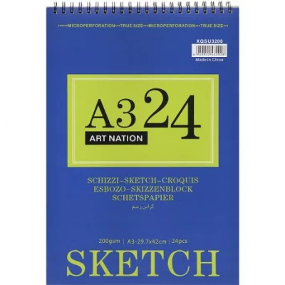 Альбом для ескізів А3 24 аркуші SKETCH на спіралі  XQSU3200