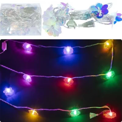 АКЦІЯ! Гірлянда світлодіодна 3м 10 LED Квіти мультиколір, від мережі 220V D-42