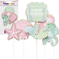РОЗПРОДАЖ! Прикраси - топер для торта Happy Birthday морські жителі 87-1 РОЗПРОДАЖ! Прикраси - топер для торта Happy Birthday морські жителі 87-1