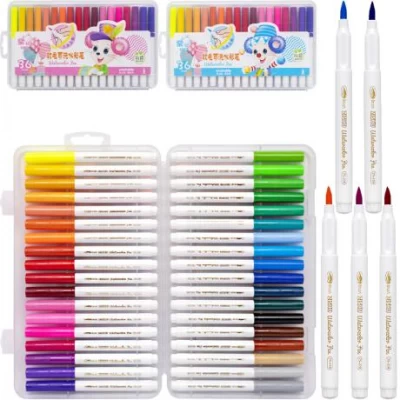 Набір маркерів-пензликів 36 кольорів Water color pen у пластиковому боксі 228-36 Набір маркерів-пензликів 36 кольорів Water color pen у пластиковому боксі 228-36