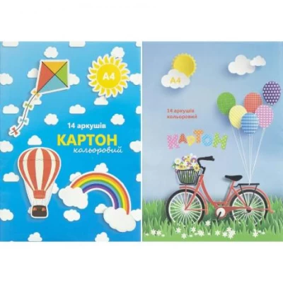 Кольоровий картон А4 14арк. (7кол.) ТМ Тетрада ТЕ462365