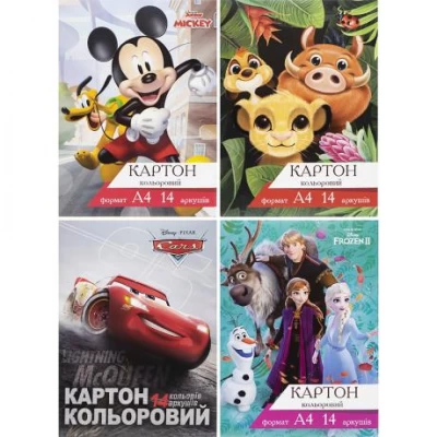 Кольоровий картон А4 14арк. односторонній, 280 гр/м² ТМ Тетрада ТЕ12047