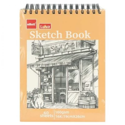 Альбом для ескізів А5 60 аркушів, 160 г/м² Sketch Book ETBZ-006-16K верхня спіраль
