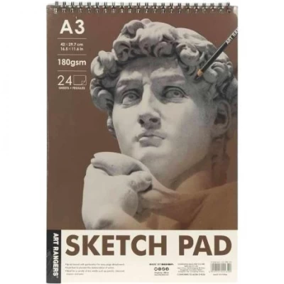 Альбом для ескізів А3 24 аркуші, 180 г/м² Sketch  Pad 102.PB.03 спіраль зверху