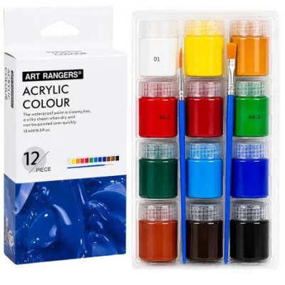АКЦІЯ! Фарби 15мл  Art Ranger 12 кольорів Acrylic з пензлями A12015-1