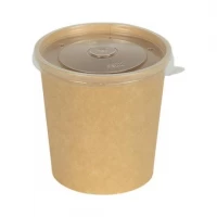 ТОТАЛ! Стакан-супник КРАФТ 450мл із пластиковою кришкою 16oz Paper cup