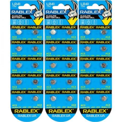 Батарейка RABLEX таблетка 1.5V AG3 (LR41)