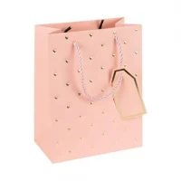 Пакет подарунковий 31х42х12см з тисненням фольгою PINK Сердечки HL-1960