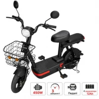 Електровелосипед двомісний Mini з кошиком 14 до 30 км/год 450W чорний AD26-9