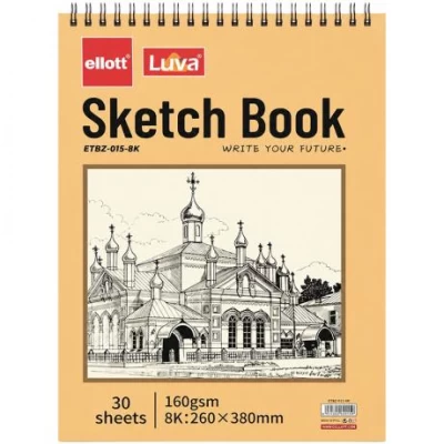 Альбом для ескізів А3 30 аркушів 160 г/м² Sketch Book ETBZ-015-8K верхня спіраль