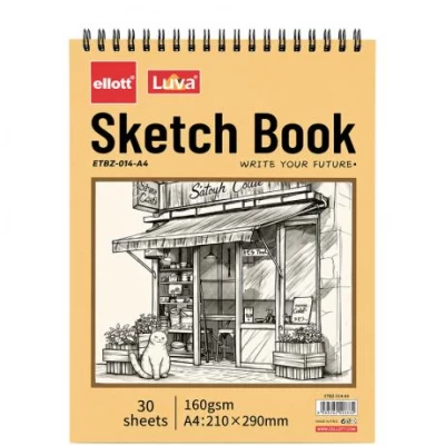 Альбом для ескізів А6 30 аркушів, 160 г/м² Sketch Book ETBZ-014-32K верхня спіраль
