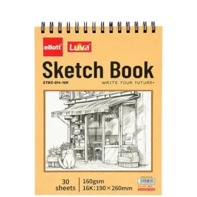 Альбом для ескізів А5 30 аркушів, 160 г/м² Sketch Book ETBZ-014-16K верхня спіраль
