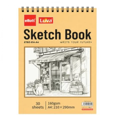 Альбом для ескізів А4 30 аркушів, 160 г/м² Sketch Book ETBZ-014-A4 верхня спіраль