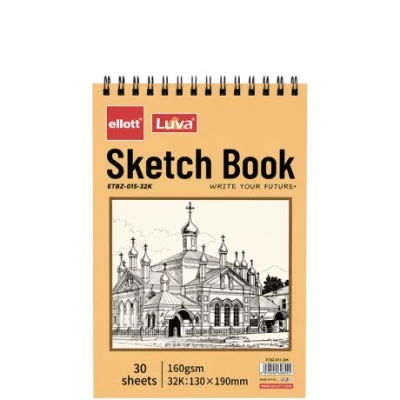 Альбом для ескізів А6 30 аркушів, 160 г/м² Sketch Book ETBZ-015-32K верхня спіраль