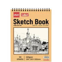 Альбом для ескізів А5 30 аркушів 160 г/м² Sketch Book ETBZ-015-16K верхня спіраль Альбом для ескізів А5 30 аркушів 160 г/м² Sketch Book ETBZ-015-16K верхня спіраль
