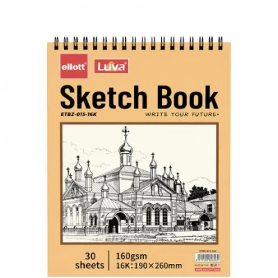 Альбом для ескізів А5 30 аркушів 160 г/м² Sketch Book ETBZ-015-16K верхня спіраль