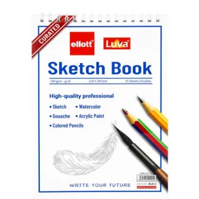 Альбом для ескізів А4 15 аркушів, 180 г/м² Sketch Book ETBZ-017-A4 верхня спіраль