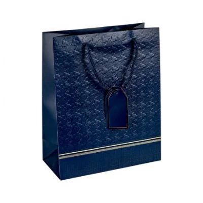 Пакет подарунковий 26х32х12см із рельєфним тисненням DARK BLUE HL-2029