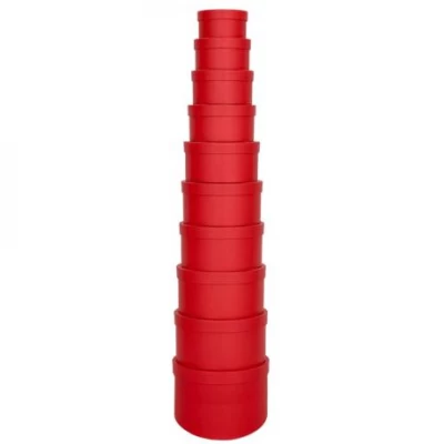 Набір подарункових коробок 10шт круглих 2816-1-Red