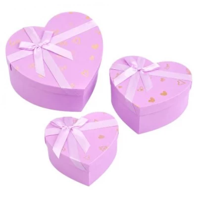 Набір подарункових коробок 3шт у формі серця 8022-49-Purple