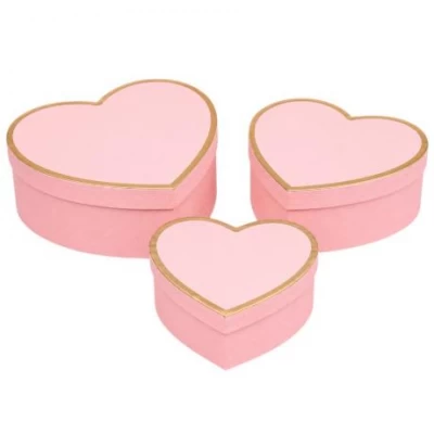 Набір подарункових коробок 3шт у формі серця 8022-48-Pink