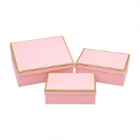 Набір подарункових коробок 3шт із золотим кантом 7023-48-Pink