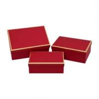 Набір подарункових коробок 3шт із золотим кантом 7023-48-Dark Red