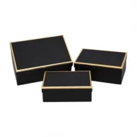 Набір подарункових коробок 3шт із золотим кантом 7023-48-Black