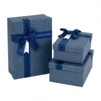 Набір подарункових коробок 3шт із декоративною стрічкою 7023-40-Dark Blue