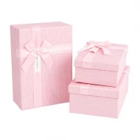Набір подарункових коробок 3шт із декоративною стрічкою 7023-40-Pink