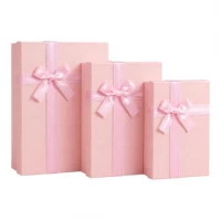 Набір подарункових коробок 3шт із декоративною стрічкою 7033-1-Pink