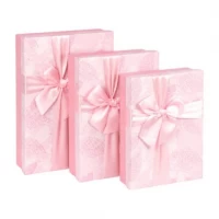 Набір подарункових коробок 3шт прямокутних зі стрічкою 7029-8-Pink Набір подарункових коробок 3шт прямокутних зі стрічкою 7029-8-Pink