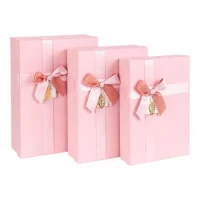 Набір подарункових коробок 3шт прямокутних зі стрічкою 9302-Y1 Pink