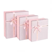Набір подарункових коробок 3шт із декоративною стрічкою 3232-6-Pink Набір подарункових коробок 3шт із декоративною стрічкою 3232-6-Pink