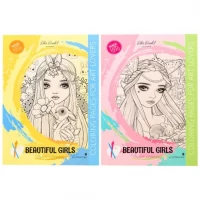Розмальовка-антистрес 297*210мм на скобі 8 аркушів Beautifull girls 228969 Розмальовка-антистрес 297*210мм на скобі 8 аркушів Beautifull girls 228969