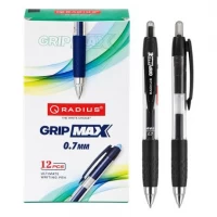 Ручка гелева автоматична 0,7мм 12шт Grip Max RADIUS 505912 чорна