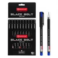 Ручка кулькова 0,7мм 10шт зі збільшеним об'ємом чорнила Black Bolt RADIUS 505851 синя Ручка кулькова 0,7мм 10шт зі збільшеним об'ємом чорнила Black Bolt RADIUS 505851 синя