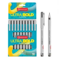 Ручка кулькова 0,7мм 10шт зі збільшеним об'ємом чорнила Ultra Bold RADIUS 506261 чорна Ручка кулькова 0,7мм 10шт зі збільшеним об'ємом чорнила Ultra Bold RADIUS 506261 чорна
