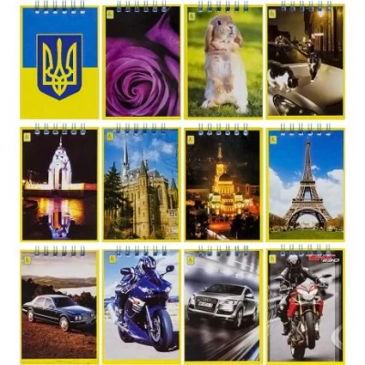 Блокнот А7 Коленкор 40 аркушів, спіраль м'яка обкладинка Блокнот А7 Коленкор 40 аркушів, спіраль м'яка обкладинка