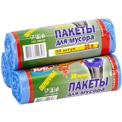 Пакет для сміття 50х60 35л 30 штук Top Pack блакитний Пакет для сміття 50х60 35л 30 штук Top Pack блакитний