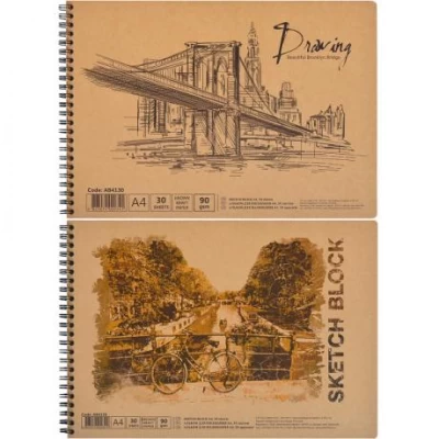 Альбом для малювання А4 KRAFT 30 аркушів, 90г/м², спіраль