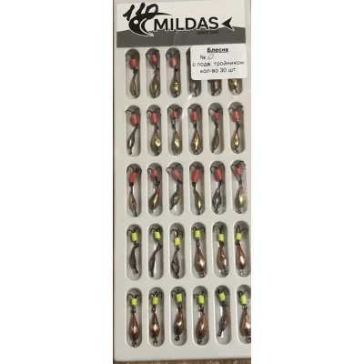 Блесна Mildas с подвесным тройником блистер №0 (30 шт.) Блесна Mildas с подвесным тройником блистер №0 (30 шт.)