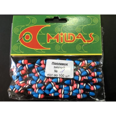 Поплавок зимний Mildas #1 синий (100шт) Поплавок зимний Mildas #1 синий (100шт)