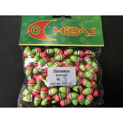 Поплавок зимний Mildas #3 салатовий (100шт) Поплавок зимний Mildas #3 салатовий (100шт)