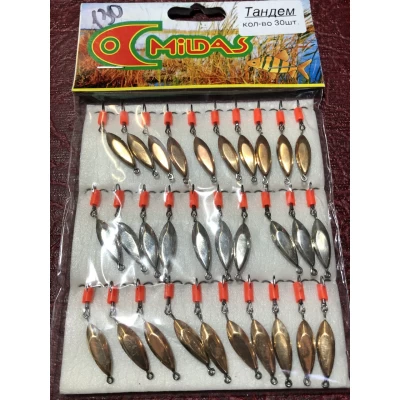 Блесна Midas ТАНДЕМ с тройником (30 шт.) Блесна Midas ТАНДЕМ с тройником (30 шт.)