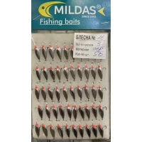 Блесна средняя Mildas №18 белая на 3 крючка (50 шт.)