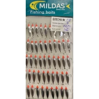 Блесна средняя Mildas №19 белая на 3 крючка (50 шт.)