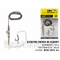 Оснастка на карпа ПМ  Безопасная клипса Крючок №6, L-70см, 45LB