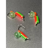 Мормышка Столбик со спилом ⌀2 GreenRed кошачий глаз