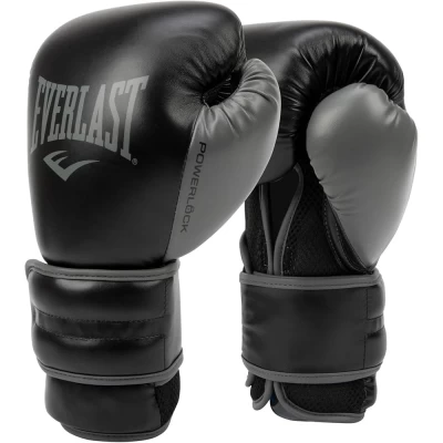 Перчатки боксерские Everlast POWERLOCK 2R TRAINING GLOVE 12oz Чёрно-серый (Оригинал) P00002284
